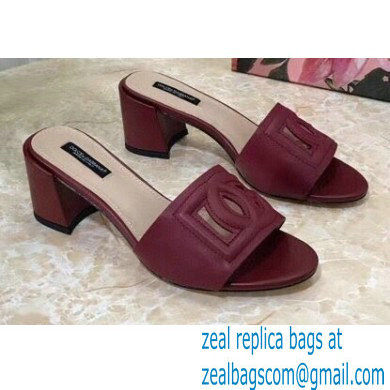 Dolce & Gabbana Heel 6.5cm Calfskin Mules Burgundy With DG Millennials Logo 2021